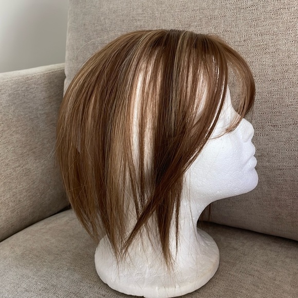 NWT topper caramel toffee copper chestnut blended hair bangs center part blended - Picture 10 of 16